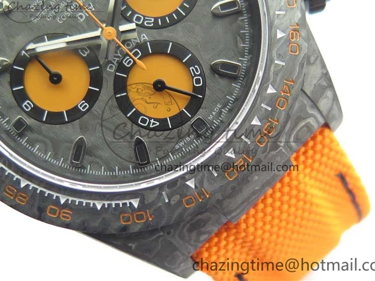 MiroTime 0321 Daytona DIW Carbon Noob 1:1 Best Edition Black Orange Dial on Orange Nylon Strap SA TopPick 2586